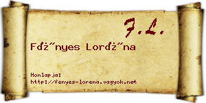 Fényes Loréna névjegykártya